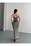 Glittery Back Strap with Crisscross Straps Laces Knit Dress - 3