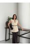 Gold Toka Belt Li Padded Shoulders Elegant Oversized Vest -Cream - 2