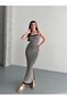 Glittery Back Strap with Crisscross Straps Laces Knit Dress