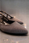 Platinum Glittery Heeled Open Back Classic Women's Shoes Heeled Shoes - 6