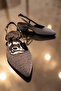 Platinum Glittery Heeled Open Back Classic Women's Shoes Heeled Shoes - 3