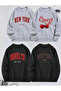 Crew Neck Black and Gray Printed Long Sleeve Unisex Sweatshirt 4-Pack