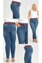 Plus Size Full Lycra Lace-Up Ribbed Ce Pocketed Rend Tight-Leg Seasonal Standard Stylish Denim Pants