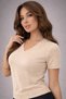 Women's V-Neck Mercerized Fine Knit Blouse Short Sleeve Summer 0078 - 4