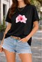 Women's Printed Detail Oversize Bol Cut T-Shirt with Cycling Neck