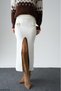 Women's Slit Buckle Detail Long Knit Skirt