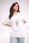 Women's Printed Detail Oversize Bol Cut T-Shirt with Cycling Neck