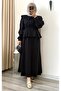 Tensel Fabric Collar Detail Double Skirt Set
