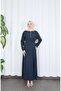 Zip Detail Beli Adjustable Hijab Skirt Suit Navy Blue Hnt8598 - 6
