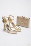 Women's High Heeled Platform Ankle-Tie Stylish Bridal and Evening Shoes and Bag Set
