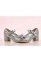 Broken Glass Patterned Elegant Heeled Children's Evening Dress Shoes with Bow - 3