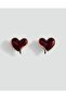 Marka Gold Detailed Red Heart Earrings - 2