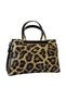 Leopard Printed Li Gold Detailed Leather Stylish Women's Clutch Bag and Shoulder Bag - Smooth Bags