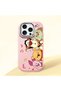 iPhone 16 Pro Compatible Shock-Absorbing Camera Protected Pink Silicone Case Cartoon Patterned