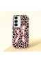Samsung Galaxy S25 Compatible Shock-Absorbing Camera Protected Pink Silicone Case Leopard Printed I