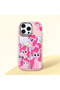 iPhone 16 Pro Max Compatible Shock-Absorbing Camera Protected Pink Silicone Case Pony Patterned