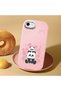 iPhone 7/8/Se 2020 2022 Compatible Shock-Absorbing Camera Protected Pink Silicone Case Panda Patterned - 3