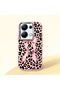 Poco M6 Pro 4g Compatible Shock-Absorbing Camera Protected Pink Silicone Case Leopard Printed I