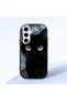 Samsung Galaxy S24 Fe Compatible Shock-Absorbing Camera Protected Black Silicone Case Cat Patterned