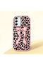 Samsung Galaxy S21 Fe Compatible Shock-Absorbing Camera Protected Pink Silicone Case Leopard Printed I