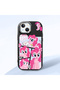 iPhone 14 Plus/15 Plus Compatible Black Silicone Case with Shock-Absorbing Camera Protections Pony Patterned
