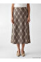 Giyçık Store Beige Elastic Waist Plaid A-Line Skirt - 2