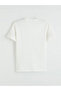 Ecru Crew Neck Striped Combed Cotton Men's T-Shirt - 3