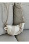 Women's Beige Colorful Croissant Model with Knot Detail, Stylish Shoulder and Underarm Bag Bag