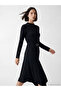 Lcw Vision Black Beli A-Line Dress with Belt Sleeves - 2