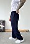 Navy Blue Pleated Baggy Design Fabric Trousers - 3