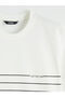 Ecru Crew Neck Striped Combed Cotton Men's T-Shirt - 2