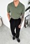 Khaki Triko Relaxed Polo Neck T-Shirt