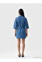 Rmz Gi̇yi̇m Farkiyla Shirt Roba Collar Mini Jean Dress - 5