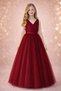 Burgundy Double-Breasted Wrap Dress Graduation Birthday Special Occasion Dress