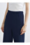 Navy Blue Elastic Waist Textured Women's Trousers - 3
