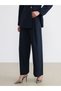 New Season from Güli̇s Gi̇yi̇m Navy Blue Loose Fit Wide Leg Women's Pleated Fabric Trousers - 2