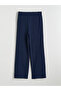 Navy Blue Elastic Waist Textured Women's Trousers - 5