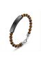 💎   Premium Tiger's Eye Natural Stone Black Name-Engravable Steel Chain Bracelet 31832B29D6 - 24 cm - 5