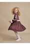 Velvet Dress with Embroidered Sleeves and Belt - 2