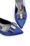 Women's Satin Medium Heel Stone Ribbon Buckled Stiletto - 3