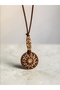 Ethnic Necklace with Sun Figure - Brown Suede String Bohemian Handmade Necklace - 2