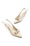 Women's Satin Medium Heel Stone Ribbon Buckled Stiletto - 5