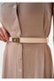 Beige/Square Lockable Gold Buckled Adjustable Women's Belt I Trousers Belt I, Jacket Belt I Belt I - 4