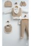 5-Piece Newborn Baby Boy Hospital Release Tuxedo Set with Bow Tie Baby Set Milk Coffee