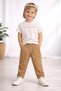 Boy's Written Short Sleeve T-Shirt Beige Muslin Pants 2-Piece Set - 2