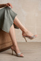 Sophostica Beige Satin Women's Pointed Toe Heel Sandals