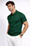 Men's T-Shirt Polo Neck Knitwear Short Sleeve - 2