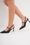 Black Patent Leather Pointed Toe With Scarf Classic Slim Heeled Shoes - 2