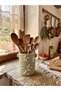 Decorative Handmade Floral Print Green Spoon Holder & Vase - 4