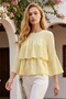 Women's Layered Front, Three-Quarter Sleeves, Woven Fabric Relaxed Fit Bluz - 4